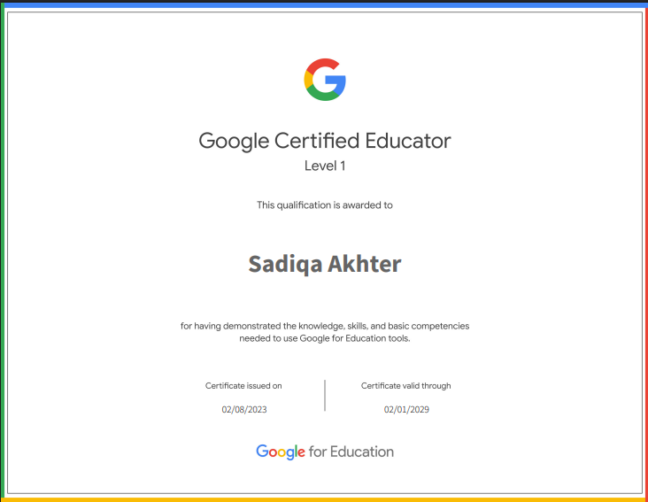 Google Certified Educator Level 1 certificate