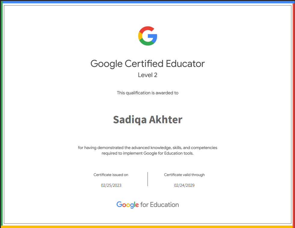 Google Certified Educator Level 2 certificate