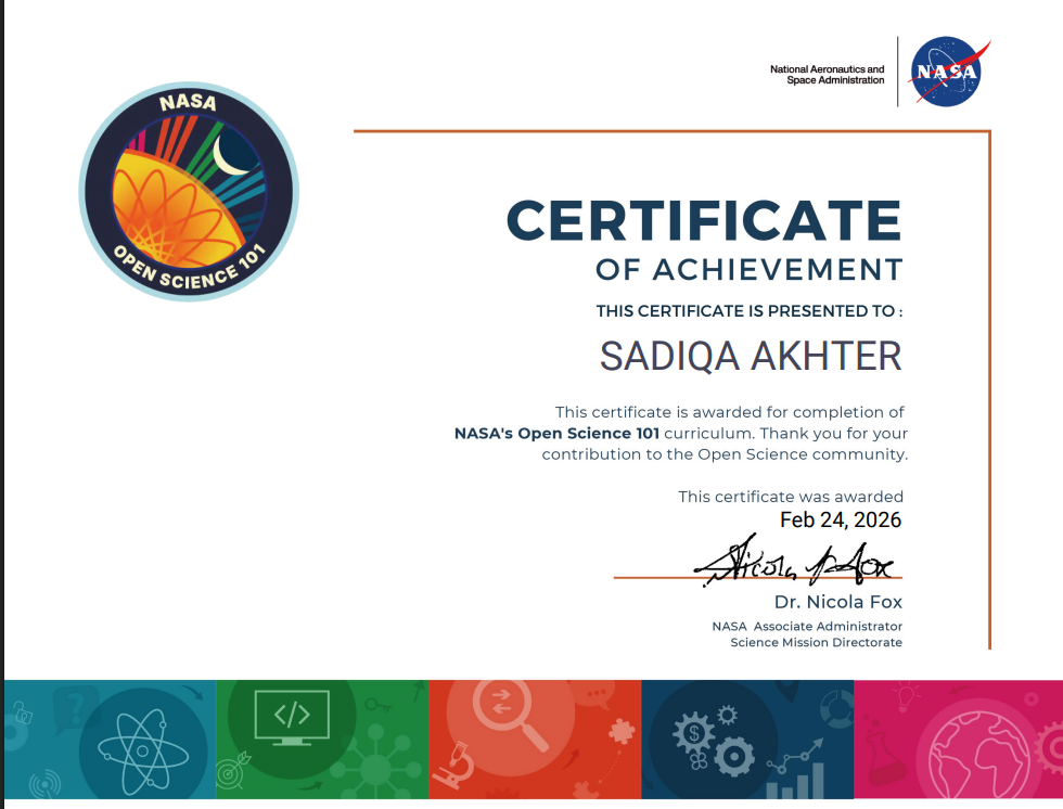 NASA Open Science 101 certificate