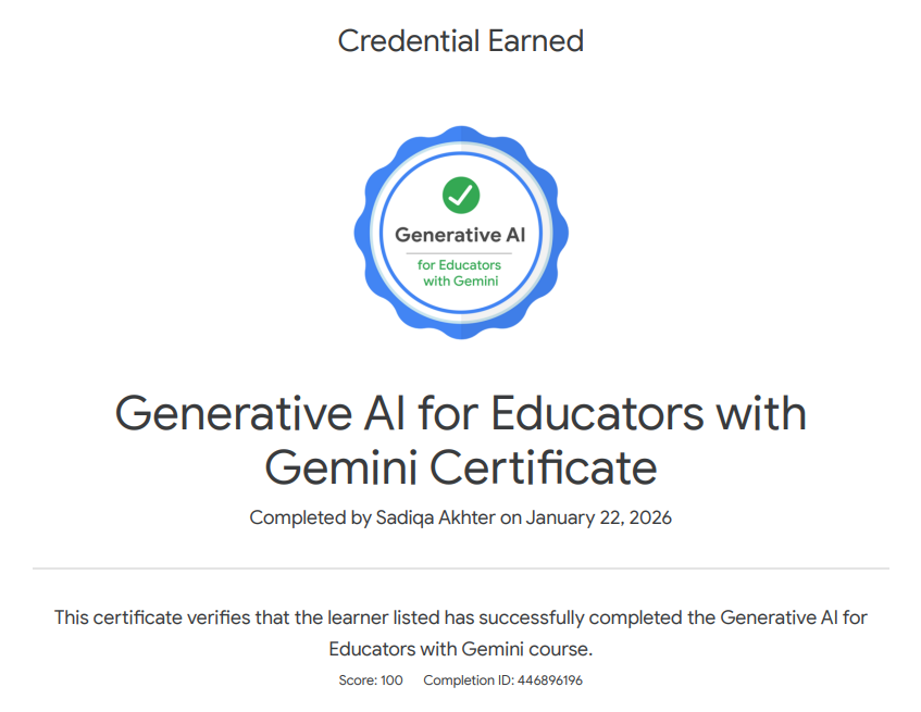 Generative AI for Educators certificate