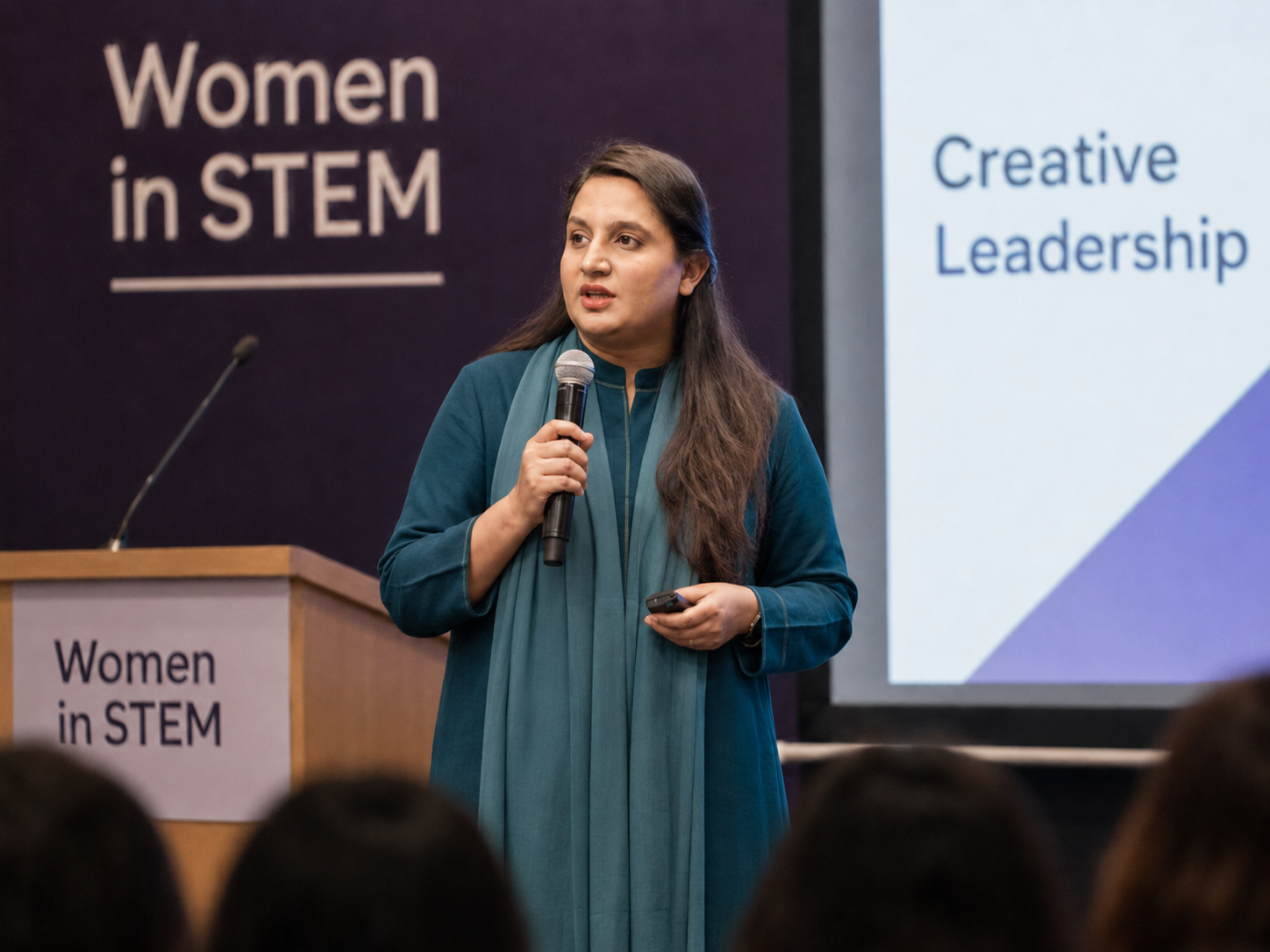 Sadiqa Akhter speaking at a Women in STEM event